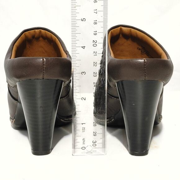 EuroSoft by Sofft Carris Brown Leather Mule Embellished High Heels Womens 6.5M - Picture 4 of 6